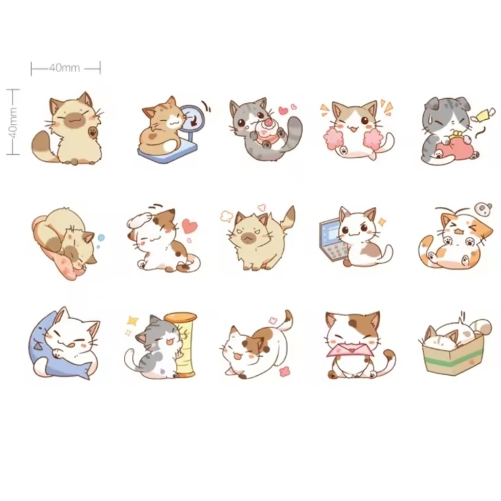 🍒🍒 Cute Cat 45 Stickers - Picture 4 of 6